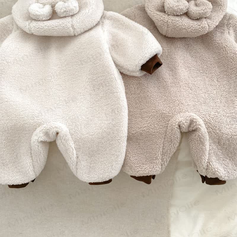 Baby Fleece Pocket Hooded Romper
