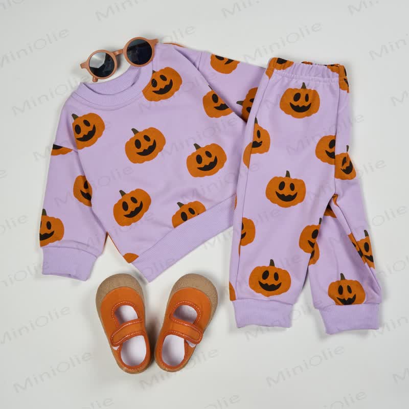 Baby Toddler Halloween Pumpkin Purple 2-piece Set