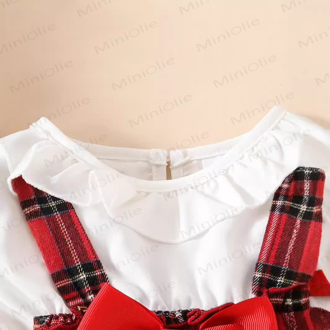 Baby Christmas Plaid Fake 2pcs Bodysuit