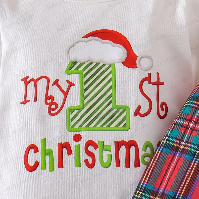 MY 1ST CHRISTMAS Baby Plaid 2-Piece Set with Hat