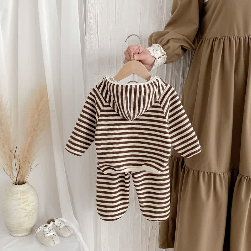 Baby 2-Piece Hooded Striped Sweatsuit Set