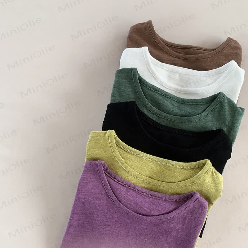 Toddler Solid Color Retro Soft T-shirt