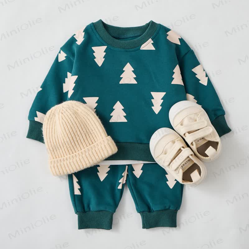 Baby Toddler Green Christmas Tree 2-piece Sweatshirt Set