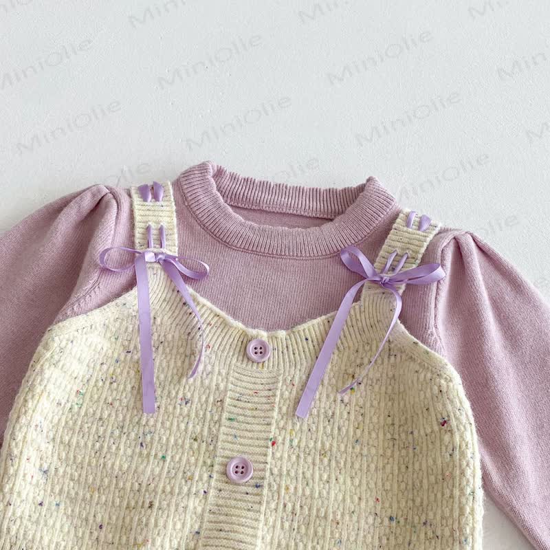 Baby Girl Purple Bow Knitted 2-piece Set