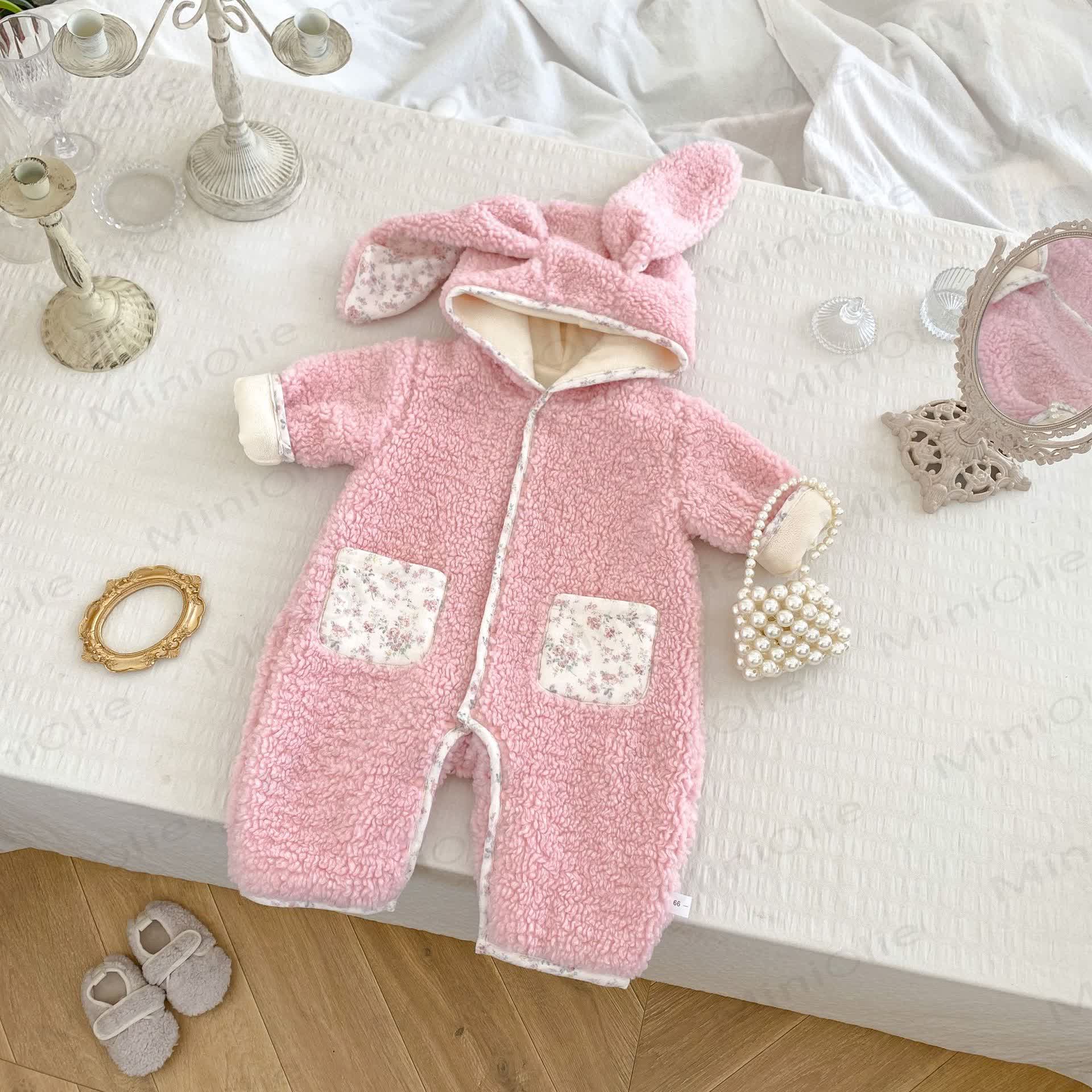 Baby Floral Bunny Ear Hooded Romper