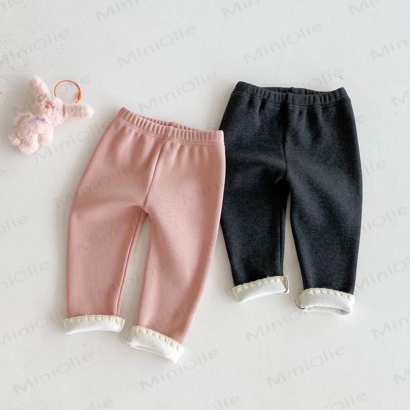 Baby Toddler Girl Knit Lace Fleece Lined Leggings