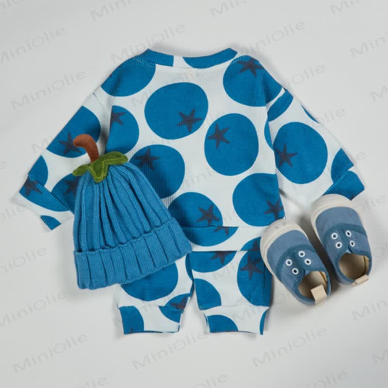 Baby Toddler Blueberry Beige Waffle 2-piece Set