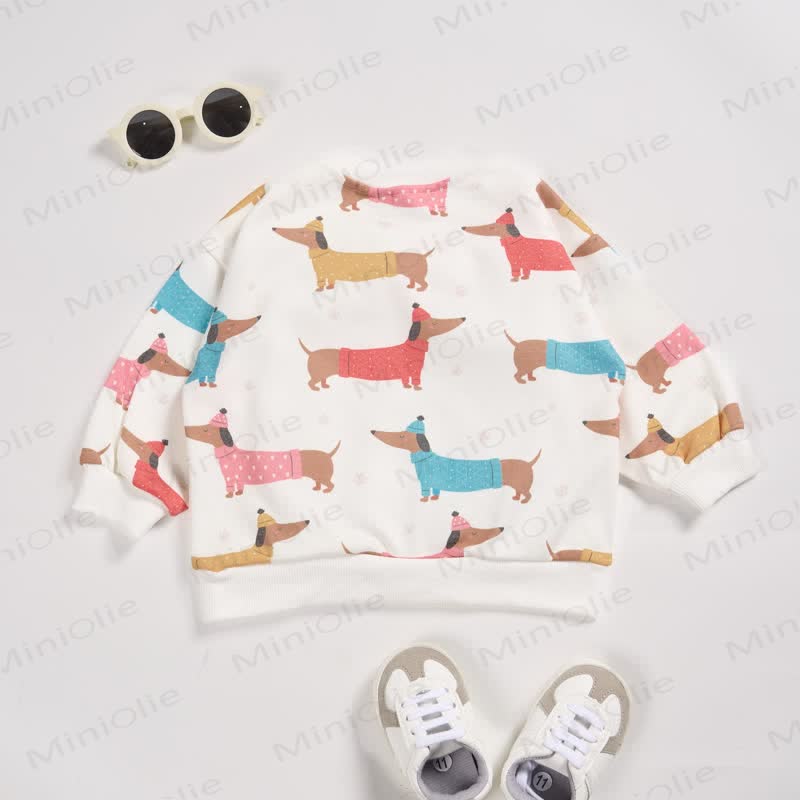 Baby Toddler Dachshund White Sweatshirt