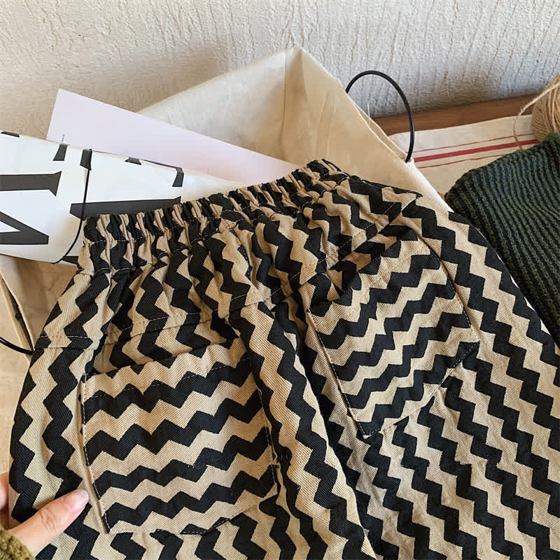 Toddler Wavy Grain Loose Black Pants