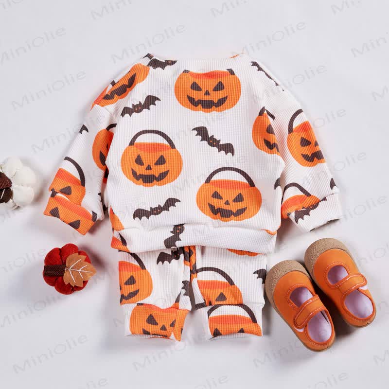 Baby Waffle Halloween Jack-o'-lantern & Bat 2-piece Set