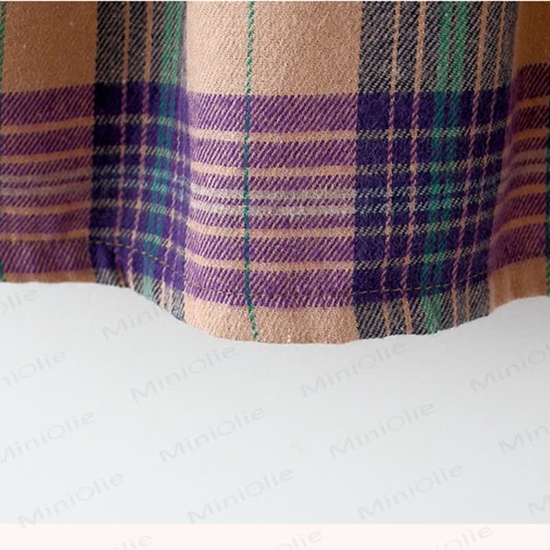 Baby Plaid Dress with Bear Doll