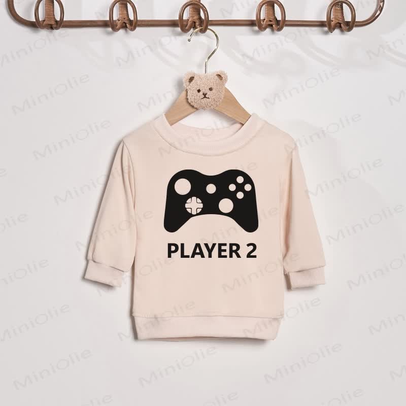 PLAYER 1/PLAYER 2 Gamepad Beige Family Sweatshirt