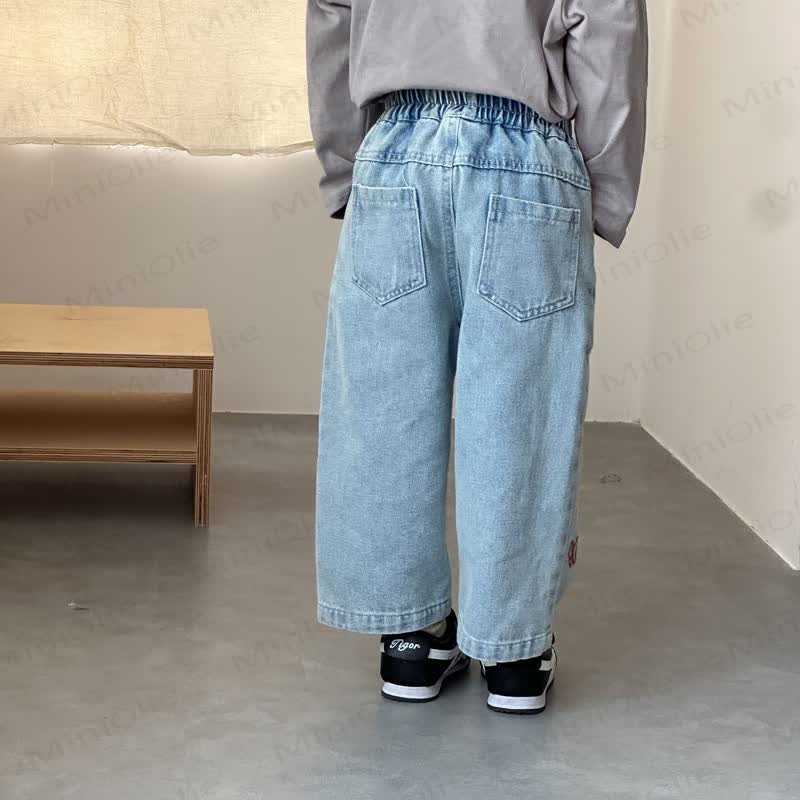 Baby Toddler Animal Plant Embroidered Denim Pants