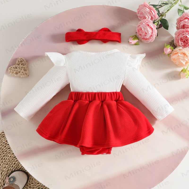 Baby Heart Rib Skirted Bodysuit with Headband