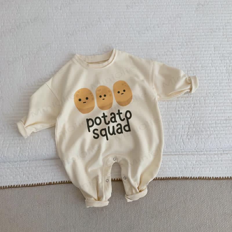 POTATO SQUAD Baby Beige Romper