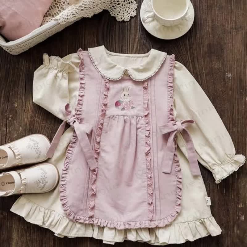 Toddler Girls Embroidered Bunny Flower Dress