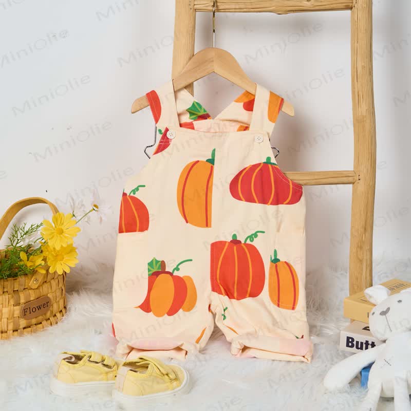 Baby Toddler Pumpkin Pocket Overalls