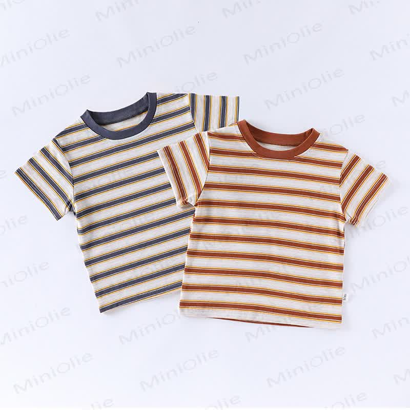 Baby Contrast Color Striped Grey T-Shirt