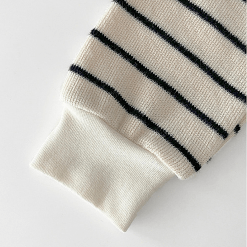 Baby Stripe Top Denim Romper 2-piece Set