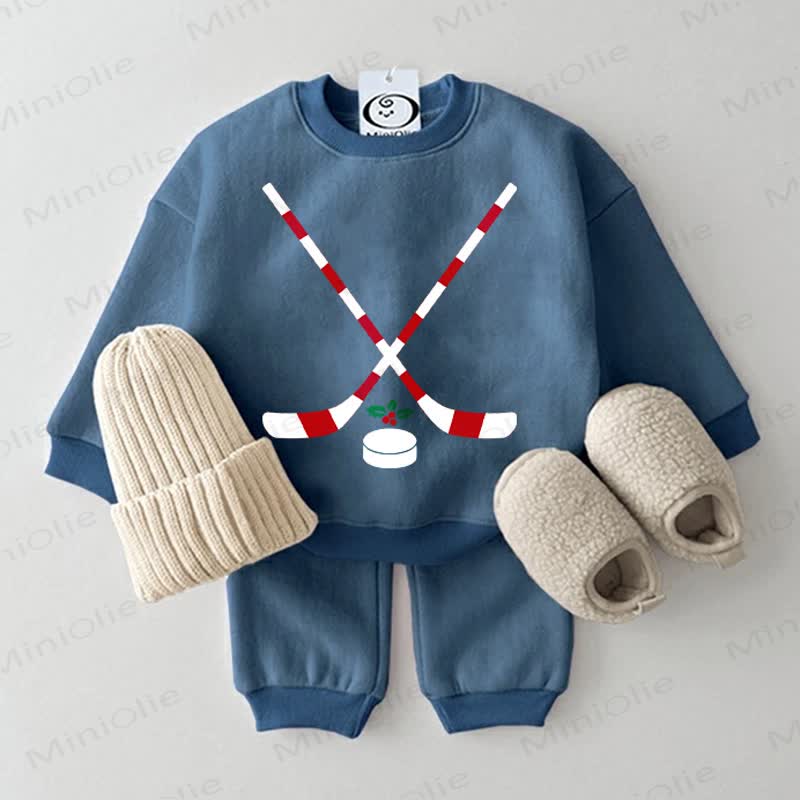 Baby Christmas Hockey 2-piece Blue Set