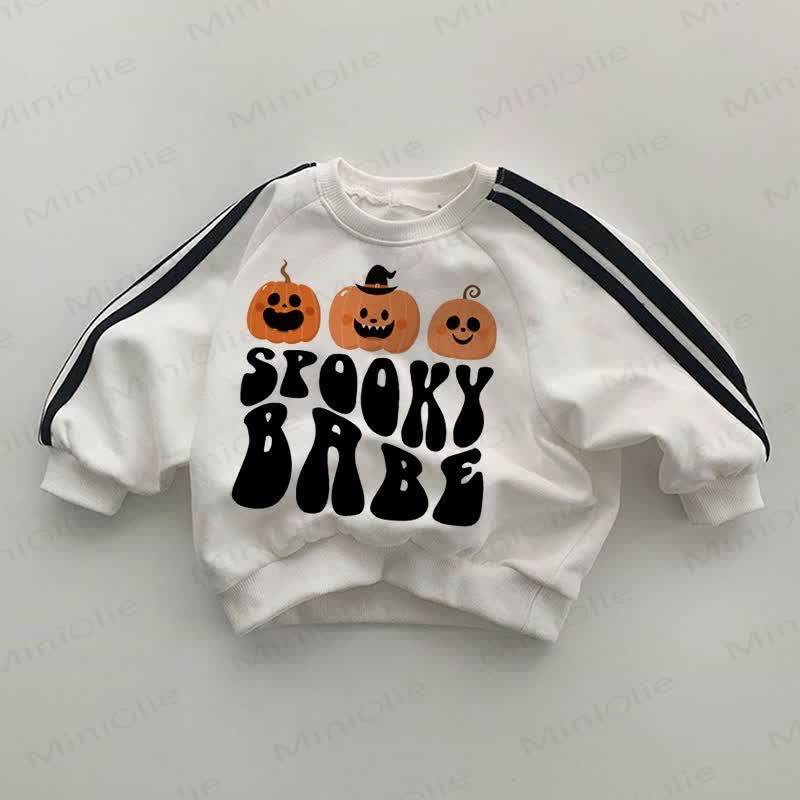 SPOOKY BABE Baby Pumpkin White Sweatshirt