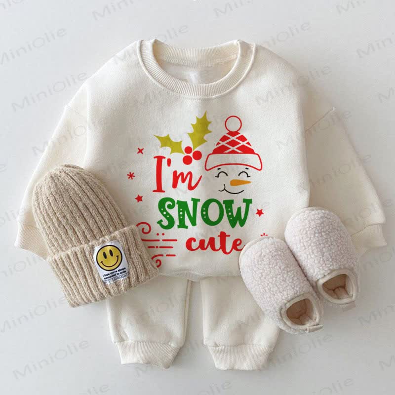 I'M SNOW CUTE Baby White Sweatshirt 2-piece Set