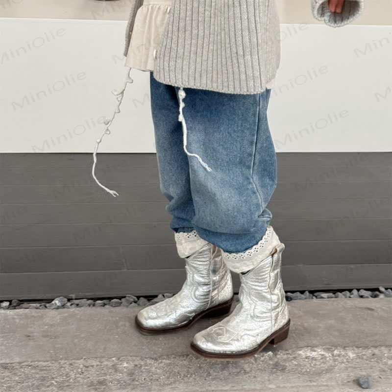 Toddler Girl Lace Denim Pants
