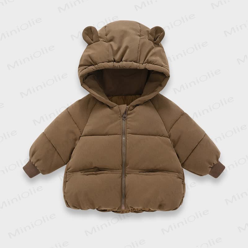 Baby Toddler Solid Color Hooded Outerwear