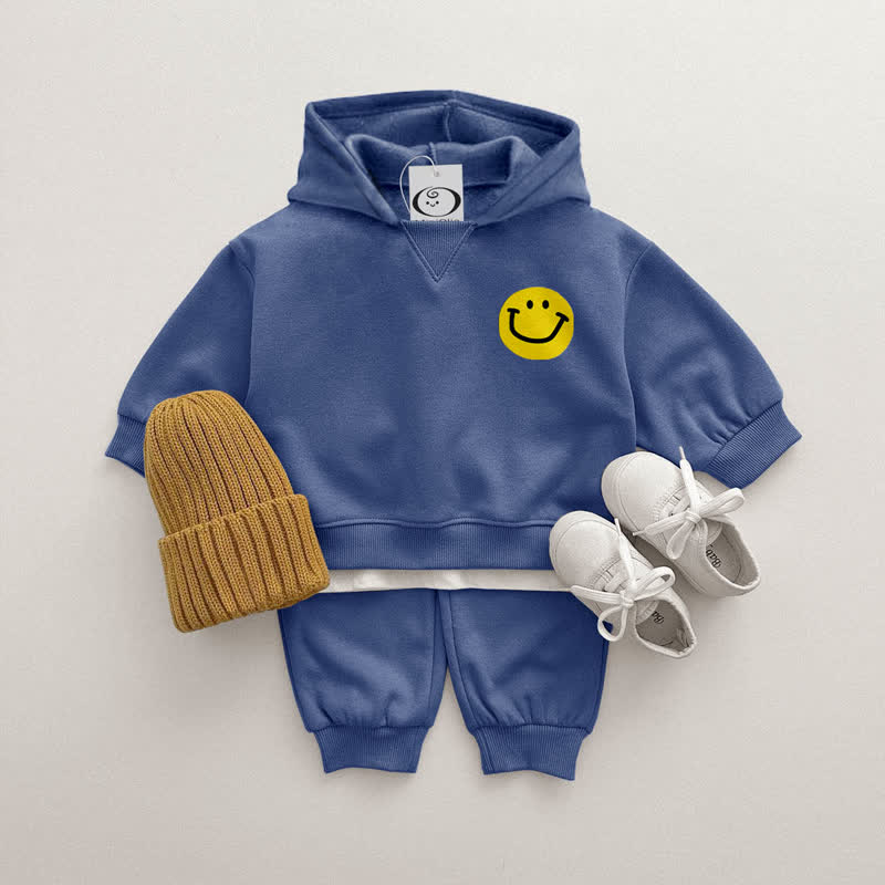 Baby 2-Piece Happy Face Blue Sweatsuit Set