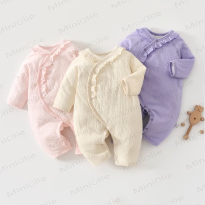 Baby Ruffled Solid Color Quilted Romper