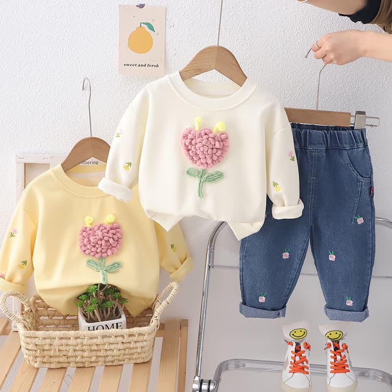 Toddler 2-Piece Lovely Flower Denim Set