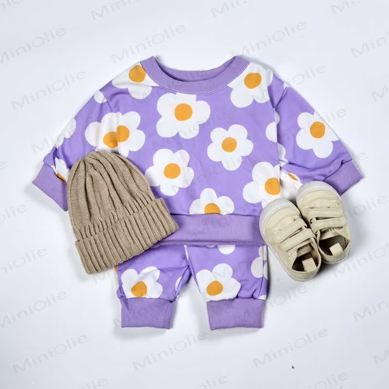Baby White Flower 2-piece Purple Set