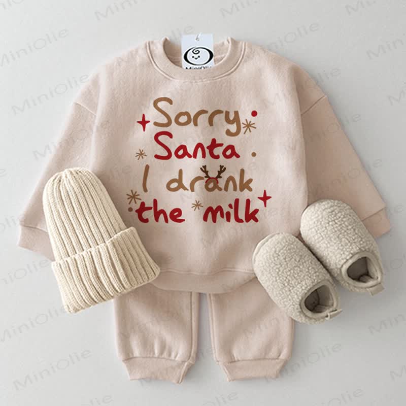 SORRY SANTA I DRANK THE MILK Baby Beige 2-piece Set
