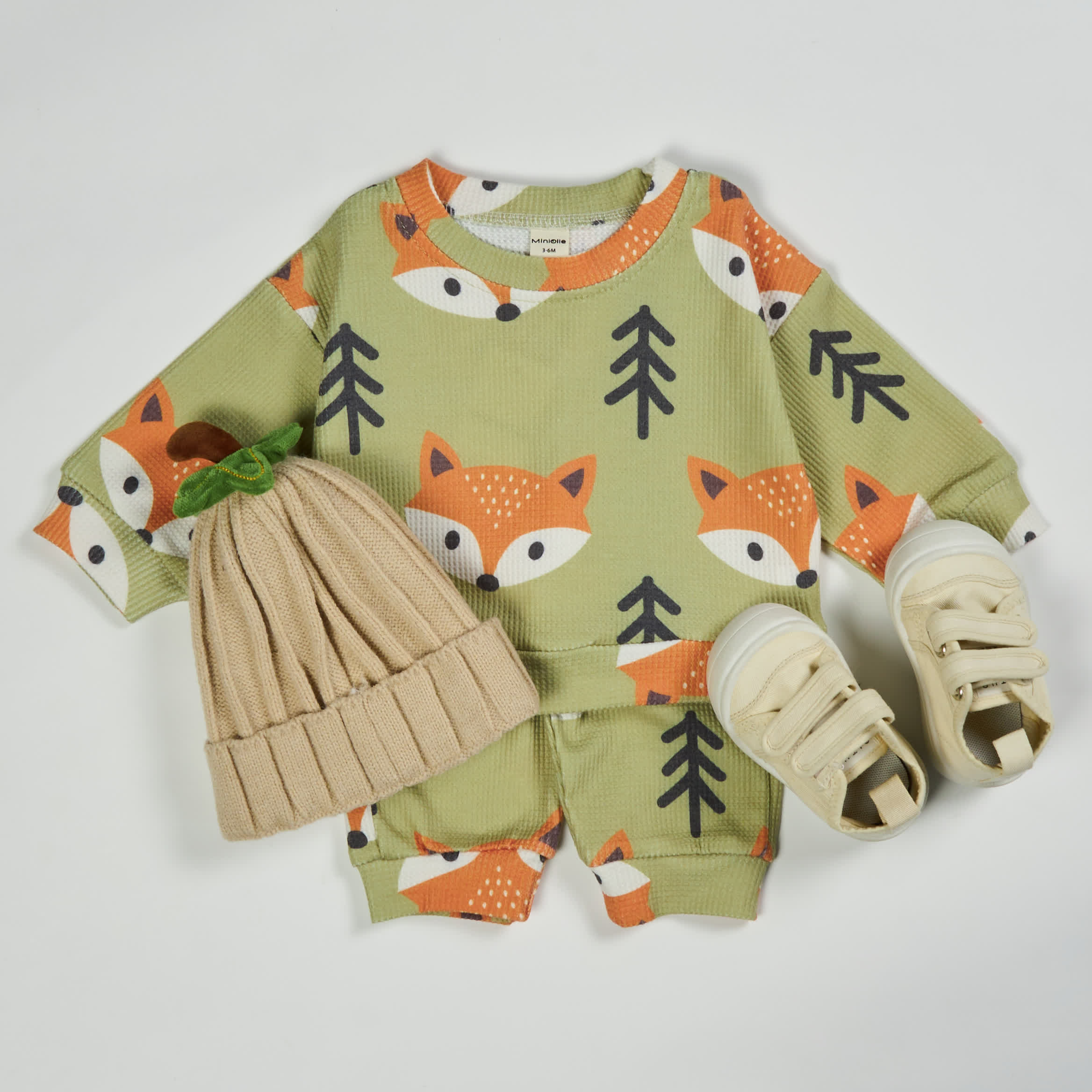 Baby Toddler Fox Green Waffle 2-piece Set