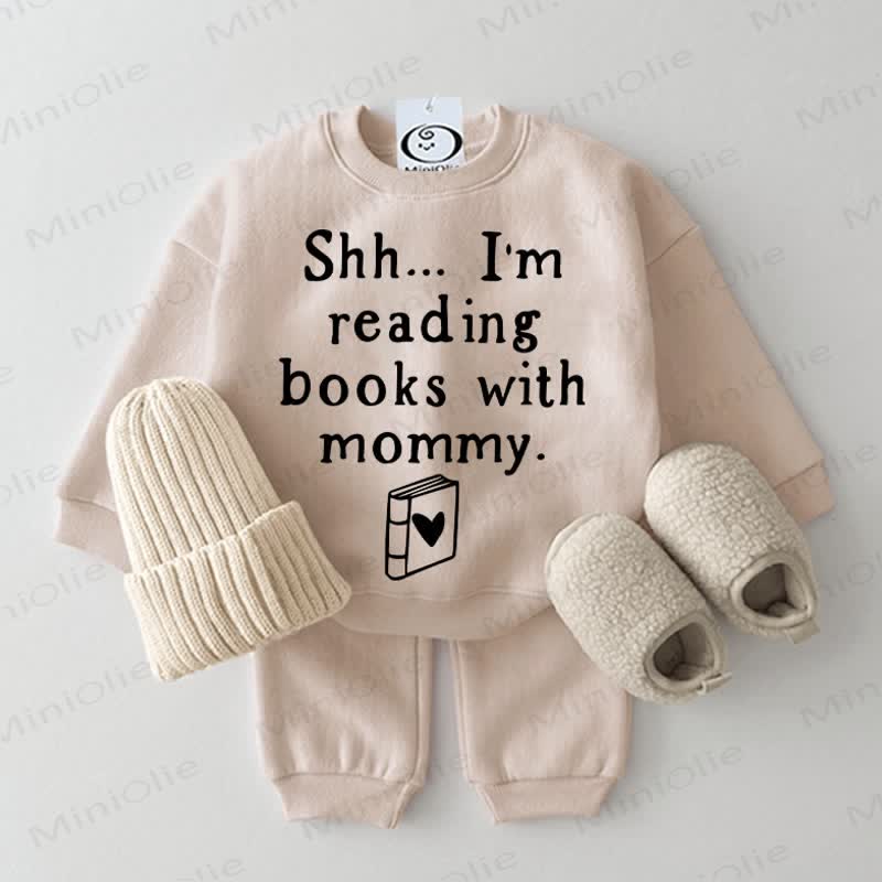 SHH... I'M READING BOOKS WITH MOMMY. Baby 2-piece Beige Set