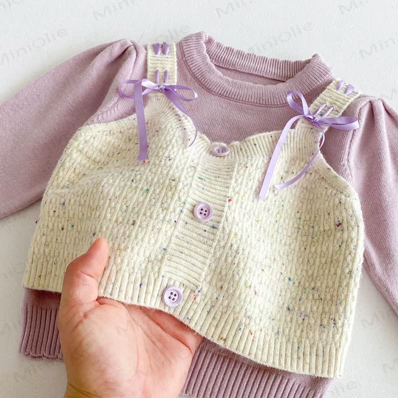 Baby Girl Purple Bow Knitted 2-piece Set