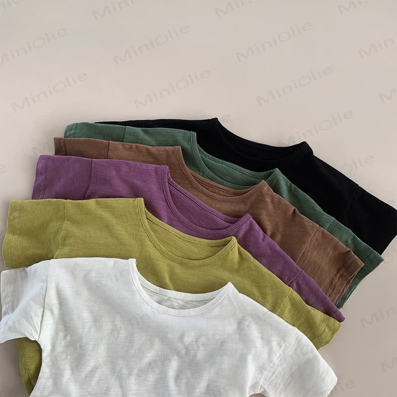 Toddler Solid Color Retro Soft T-shirt