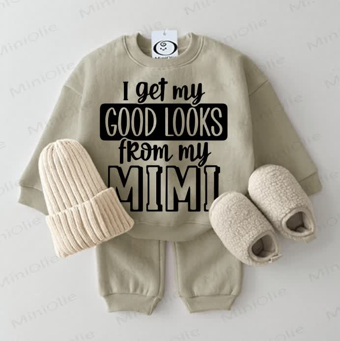 I GET MY GOOD LOOKS FROM MY MIMI Baby 2-piece Grey Green Set