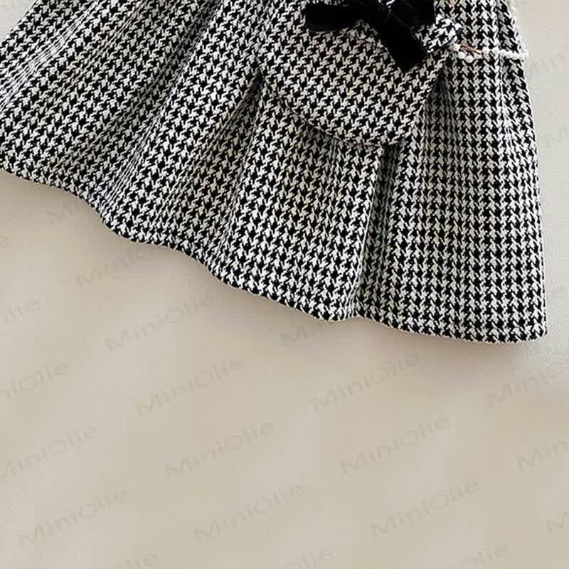 Toddler Girls Black White Plaid Bows Sleeveless Dress