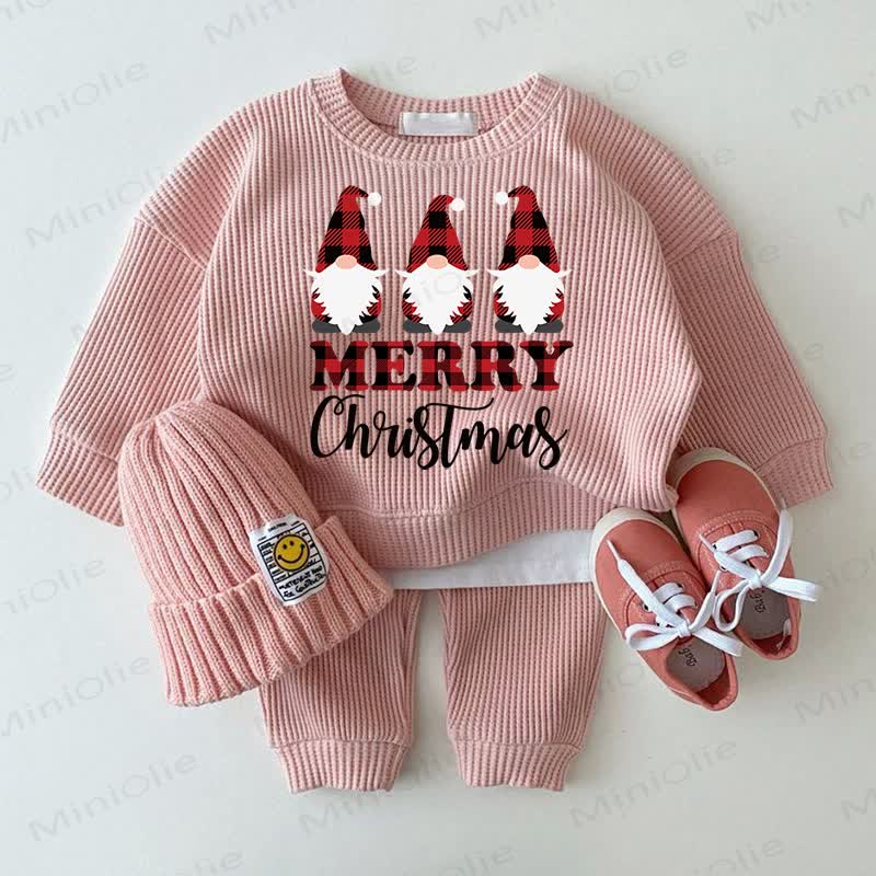 MERRY CHRISTMAS Baby Pink Santa 2-Piece Set