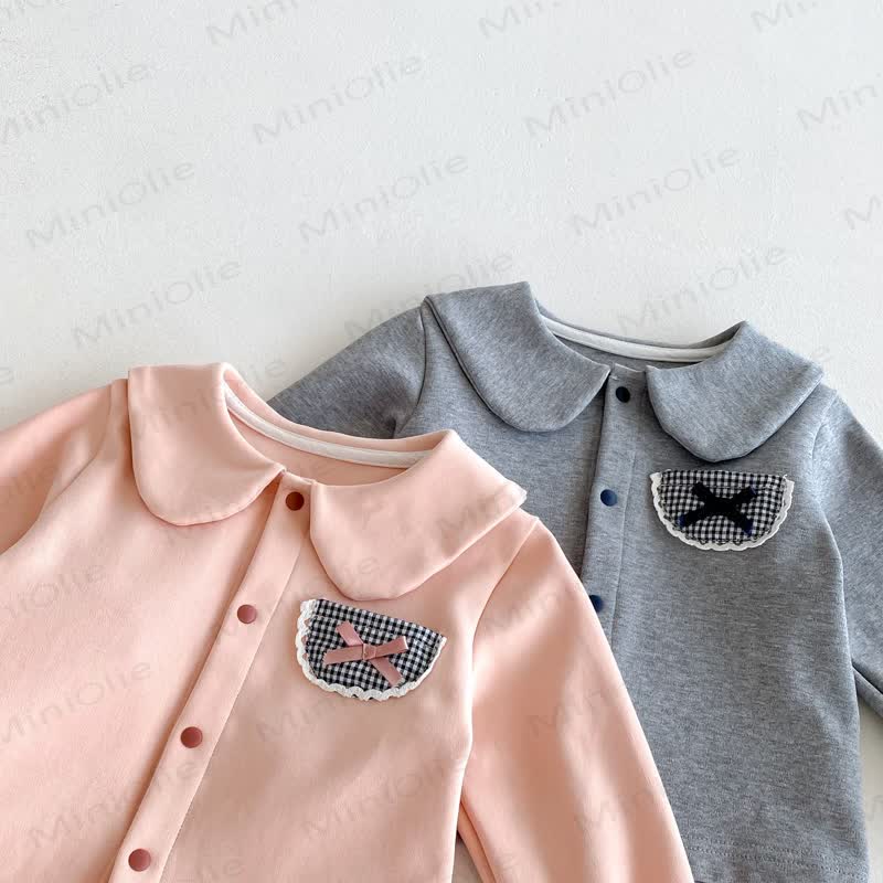 Baby Girl Plaid Pocket Bow 2-piece Set