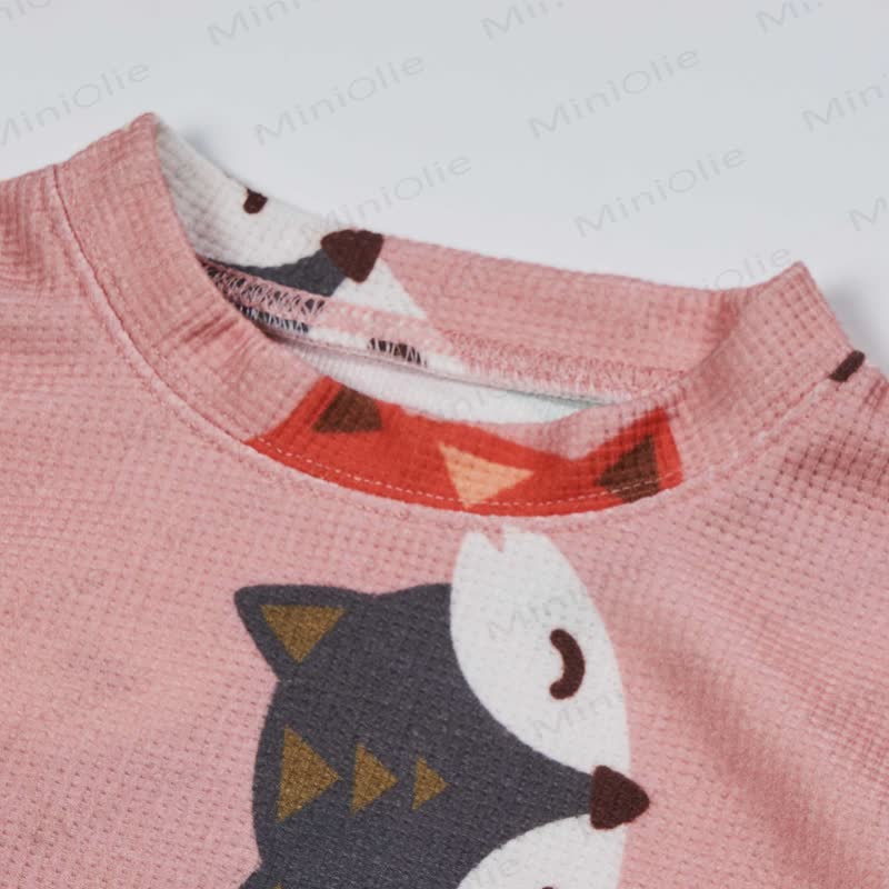 Baby Waffle Colored Cartoon Fox 2-piece Set