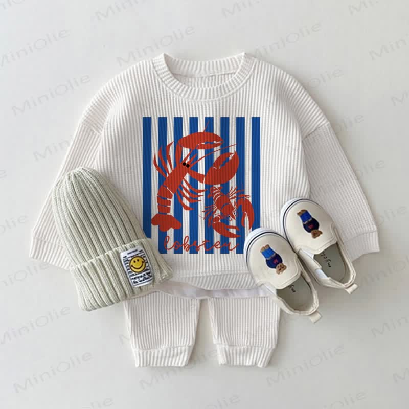 Baby Waffle Lobster Blue Vertical Striped 2-piece Set