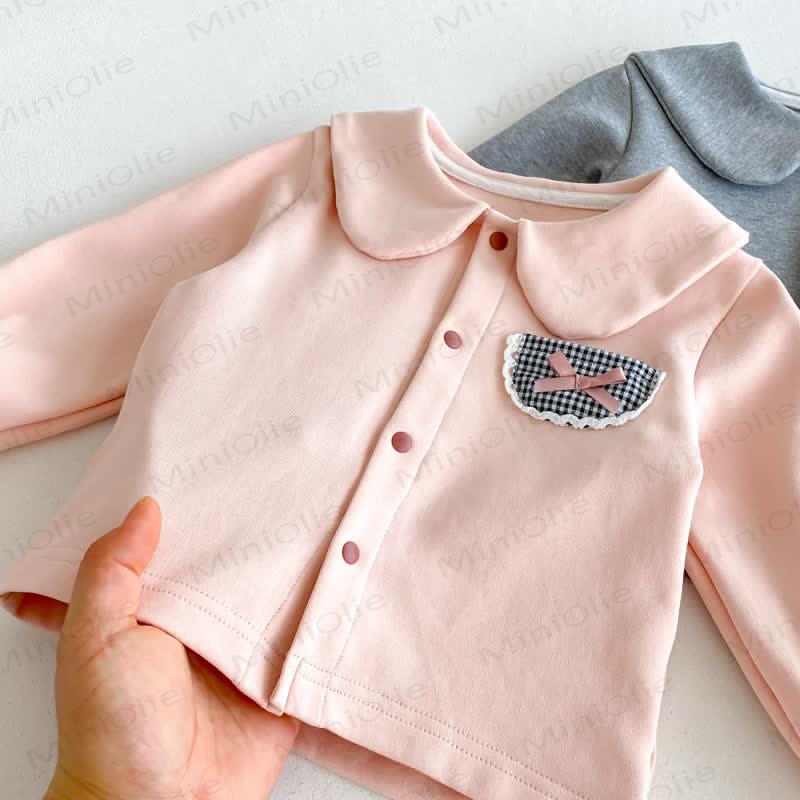 Baby Girl Plaid Pocket Bow 2-piece Set