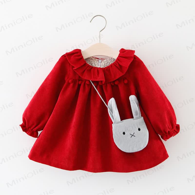 Baby Pompom Dress with Bunny Bag