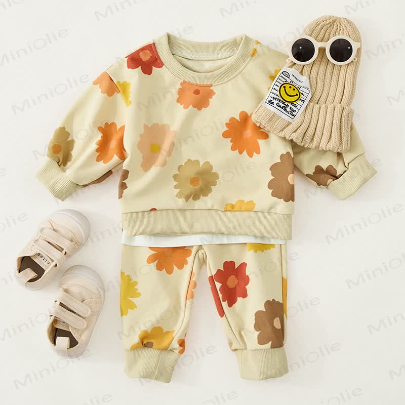Baby Flower Sweatshirt and Pants 2-piece Set