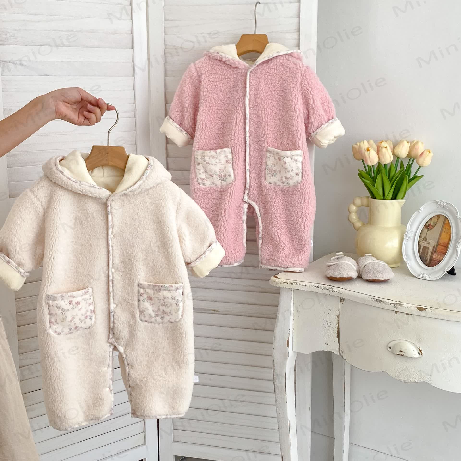 Baby Floral Bunny Ear Hooded Romper