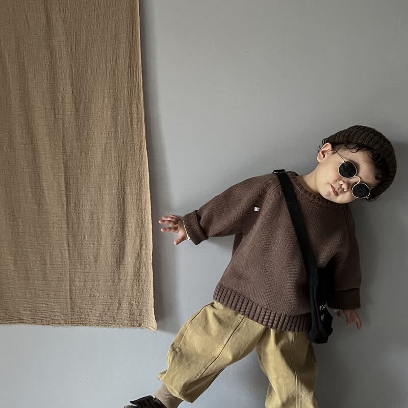 Toddler Solid Color Loose Relax Sweater