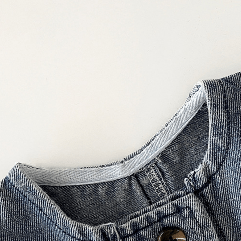 Baby Stripe Top Denim Romper 2-piece Set