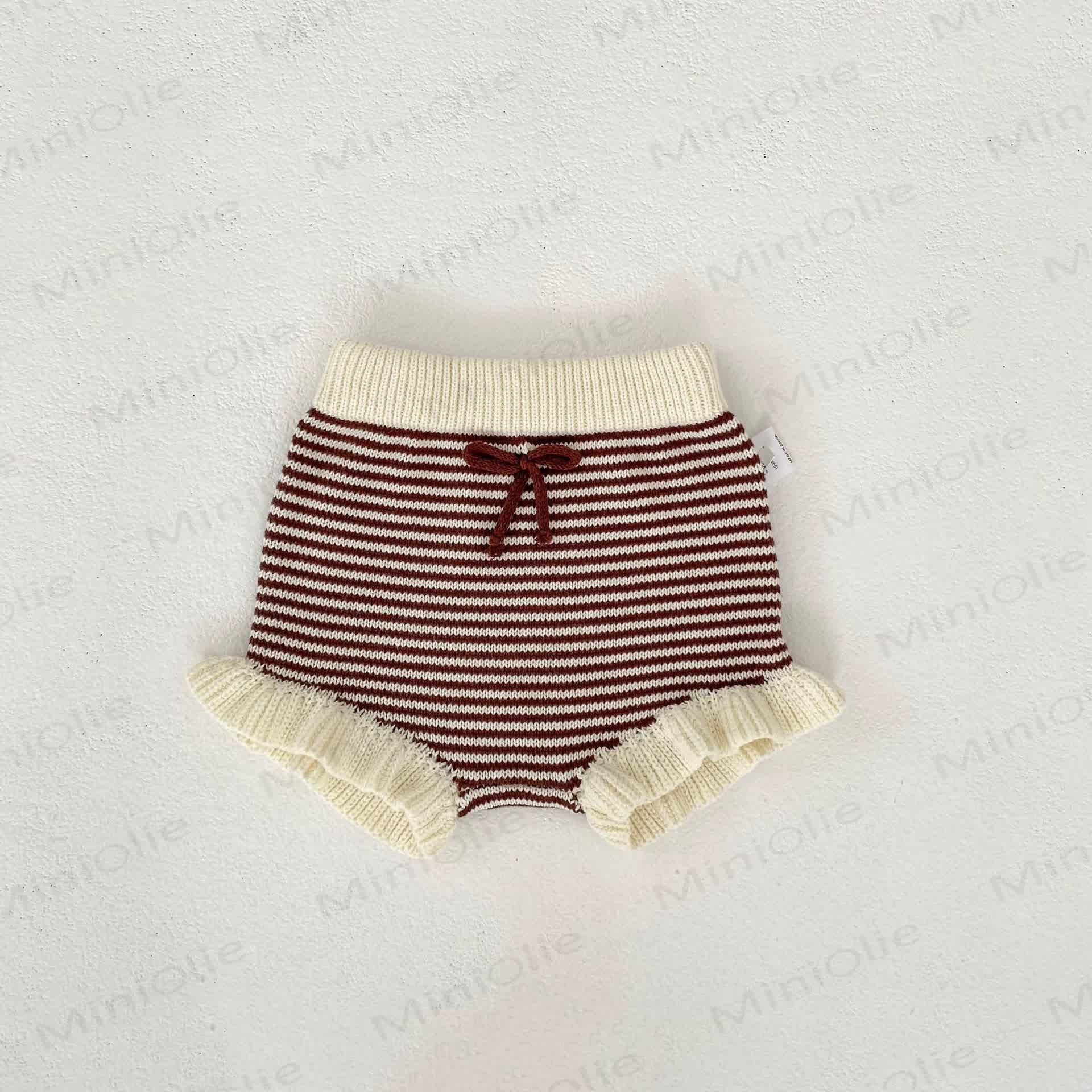 Baby Ruffled Cardigan/Striped Shorts